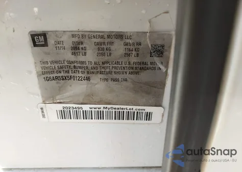 2015 Cadillac Cts Luxury from USA, damaged, VIN 1G6AR5SX5F0122446